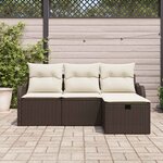 vidaXL Ensemble de canapé de jardin 4 Pièces Marron Poly rotin