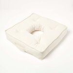 Coussin bouée en velours de coton - Beige - HOMESCAPES