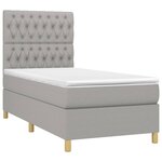 vidaXL Sommier à lattes de lit avec matelas Gris clair 100x200cm Tissu