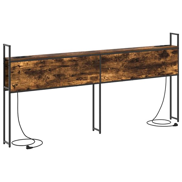 vidaXL Headboard de Rangement avec Station de Charge Chêne fumé 200 cm