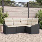 vidaXL Ensemble de salle à manger pour jardin 4 Pièces Noir et Crème