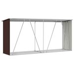 vidaXL Abri de stockage de bois Acier galvanisé 330x84x152 cm Marron