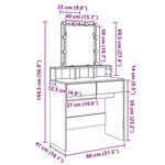 vidaXL Coiffeuse avec LED noir 80x41x144 5 cm