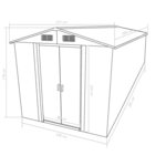 Vidaxl abri de jardin 257x298x178 cm métal gris