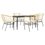 vidaXL Ensemble à manger jardin coussins 5Pièces marron poly rotin verre