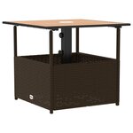 vidaXL Table de jardin avec trou de parasol marron résine tressée