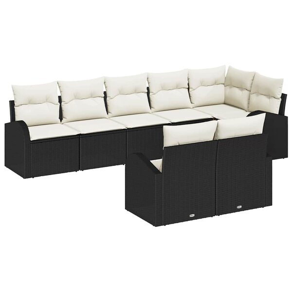vidaXL Ensemble de canapé de jardin 8 Pièces Noir et blanc Poly rotin