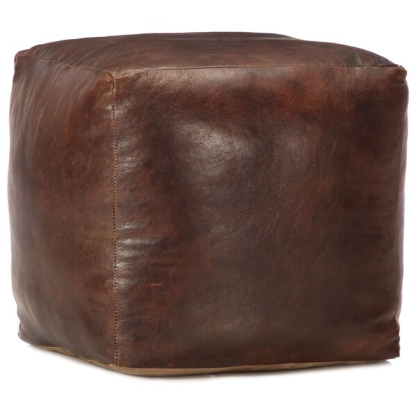 vidaXL Pouf 40 x 40 x 40 cm Marron foncé Cuir véritable de chèvre