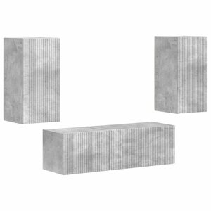 vidaXL Ensemble de meuble TV mural 4 Pièces Gris béton Bois d'ingénierie