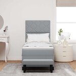 vidaXL Lit à ressorts avec matelas Gris clair 80 x 200 cm tissu