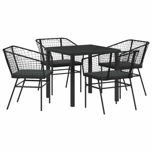 vidaXL Ensemble de salle à manger pour jardin 5 Pièces Noir polyrotin