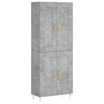vidaXL Buffet haut Gris béton 69 5x34x180 cm Bois d'ingénierie