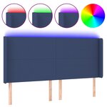 vidaXL Tête de lit à LED Bleu 183x16x118/128 cm Tissu