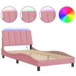 vidaXL Cadre de lit avec lumières LED rose 100x200 cm velours