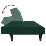 vidaXL Canapé-lit à 2 places avec repose-pied vert foncé velours