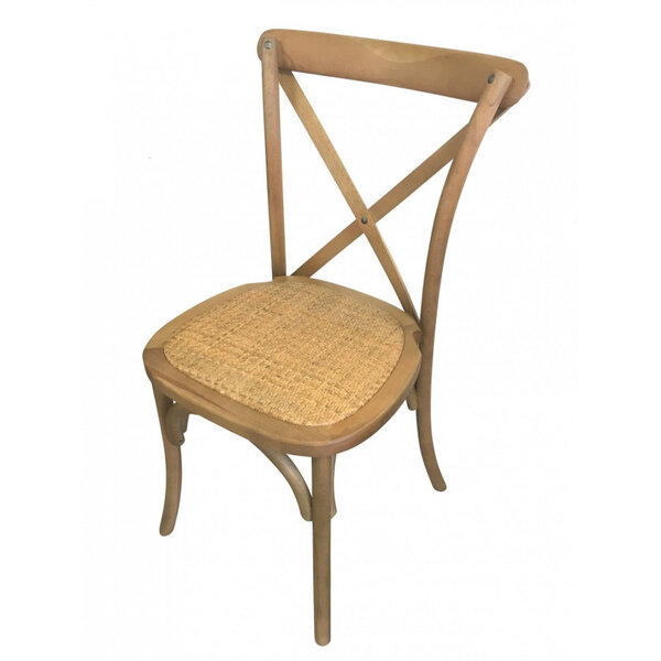 Chaise bistrot dos croisé en bois vernis clair - lot de 4 -  - bois