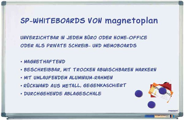 Tableau blanc Magnétique Laqué Cadre Alu (L)1.800 x (H)900 mm MAGNÉTOPLAN
