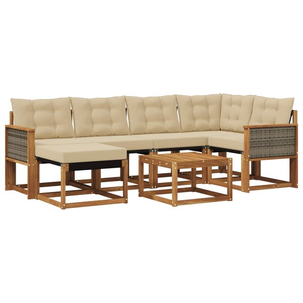 vidaXL Ensemble de canapés d'extérieur 7 pc Naturel et Beige