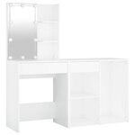 vidaXL Coiffeuse à LED avec armoire Blanc Bois d'ingénierie
