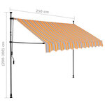 vidaXL Auvent manuel rétractable avec LED 250 cm Jaune et bleu