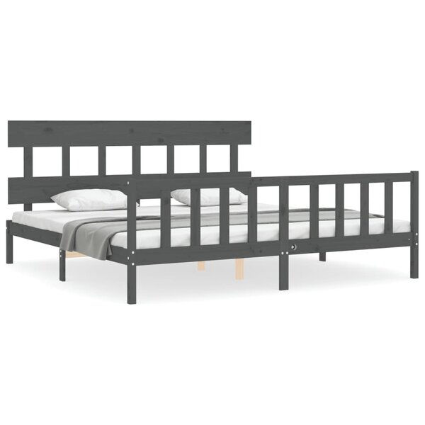vidaXL Cadre de lit sans matelas gris 200x200 cm bois massif de pin