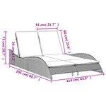 vidaXL Chaise longue avec coussins marron 114x205x73 cm résine tressée