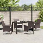 vidaXL Ensemble de salle à manger pour jardin 5 Pièces Marron Poly rotin