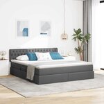 vidaXL Lit avec rangement et LED Gris foncé 160 x 200 cm tissu