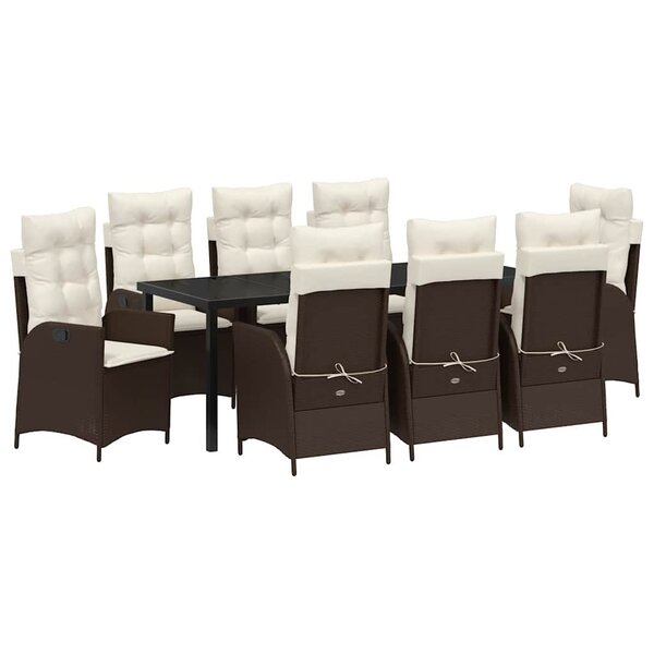 vidaXL Ensemble de salle à manger pour jardin 9 Pièces Marron polyrotin