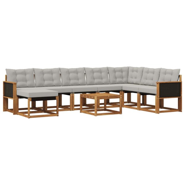 vidaXL Ensemble de canapés d'extérieur 9 pc Naturel et Gris clair