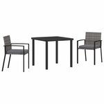vidaXL Ensemble de salle à manger pour jardin 3 Pièces Gris