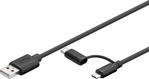 Cable Goobay USB 2.0 vers type C & Micro B M/M 1m (Noir)