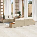 vidaXL Set de salle à manger de jardin 9 pièces avec coussins en poly rotin beige et acacia