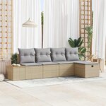 vidaXL Ensemble de canapé de jardin 5 Pièces Beige Poly rotin