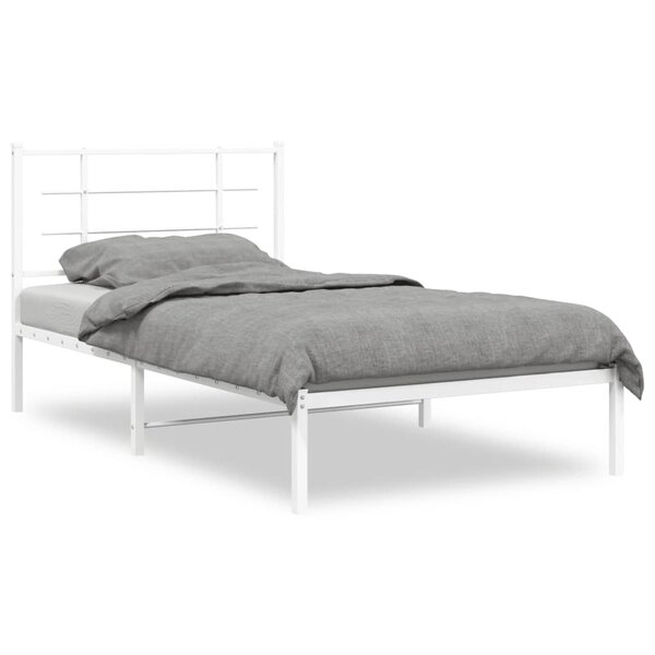 vidaXL Cadre de lit métal sans matelas et tête de lit blanc 100x190 cm