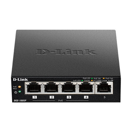 D-LINK Switch de bureau DGS-1005P - Gigabit Poe+ 5 ports - Noir