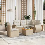 vidaXL Salon de jardin avec coussins 6 Pièces beige résine tressée