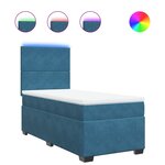 vidaXL Sommier à lattes de lit avec matelas bleu 90x190 cm velours