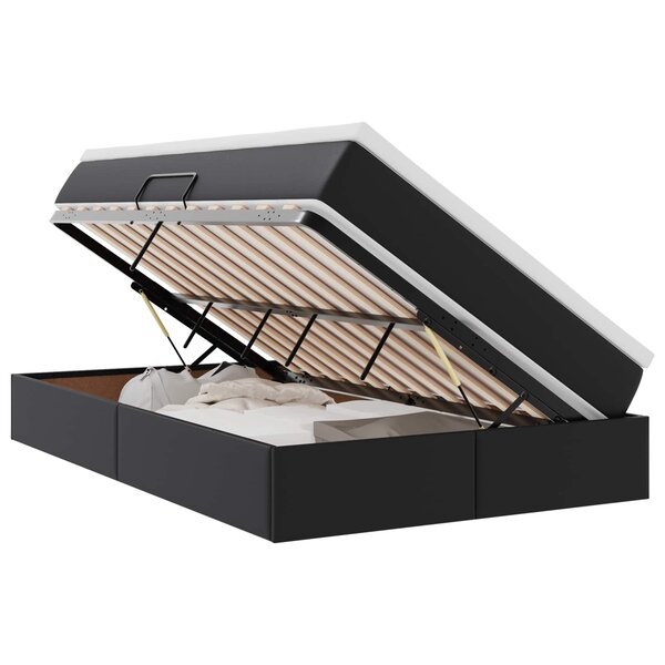 vidaXL Lit avec rangement et matelas Noir 120 x 200 cm Simili cuir