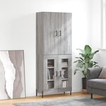 vidaXL Buffet haut Sonoma gris 69 5x34x180 cm Bois d'ingénierie