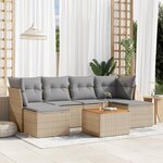 vidaXL Salon de jardin avec coussins 7Pièces mélange beige résine tressée