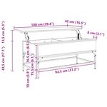 vidaXL Table basse chêne fumé 100x50x45 cm bois d'ingénierie et métal