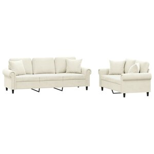 vidaXL Ensemble de canapés 2 Pièces avec coussins crème velours
