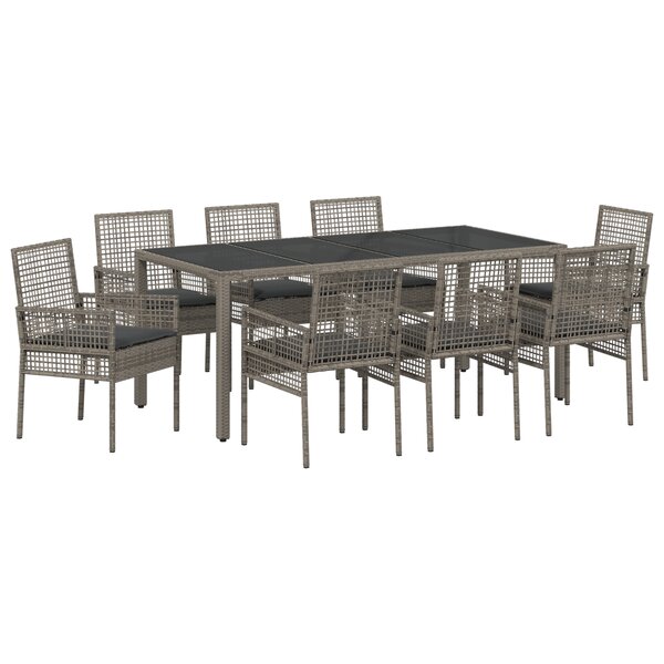 vidaXL Ensemble de salle à manger pour jardin 9 Pièces Gris