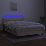 vidaXL Sommier à lattes de lit avec matelas LED Crème 140x200 cm Tissu