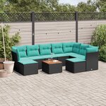 vidaXL Salon de jardin 10 Pièces avec coussins noir résine tressée
