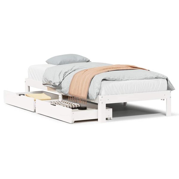 vidaXL Cadre de lit avec tiroirs sans matelas blanc 90x200 cm
