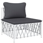 Salon de jardin meuble d'extérieur ensemble de mobilier 4 pièces avec coussins blanc acier 02_0016085