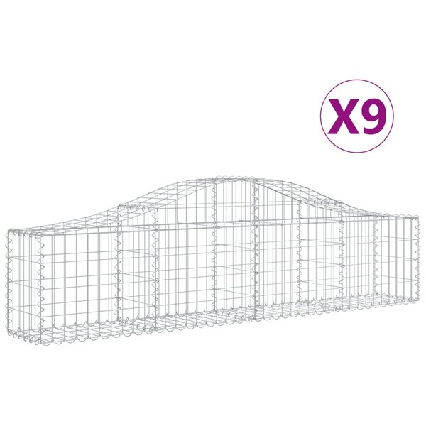 vidaXL Paniers à gabions arqués 9 Pièces 200x30x40/60 cm Fer galvanisé