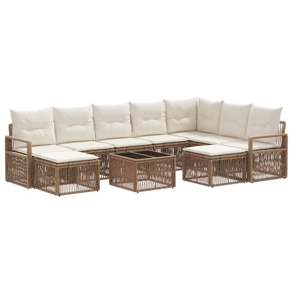 vidaXL Ensemble de canapé de jardin 10 Pièces Beige polyrotin